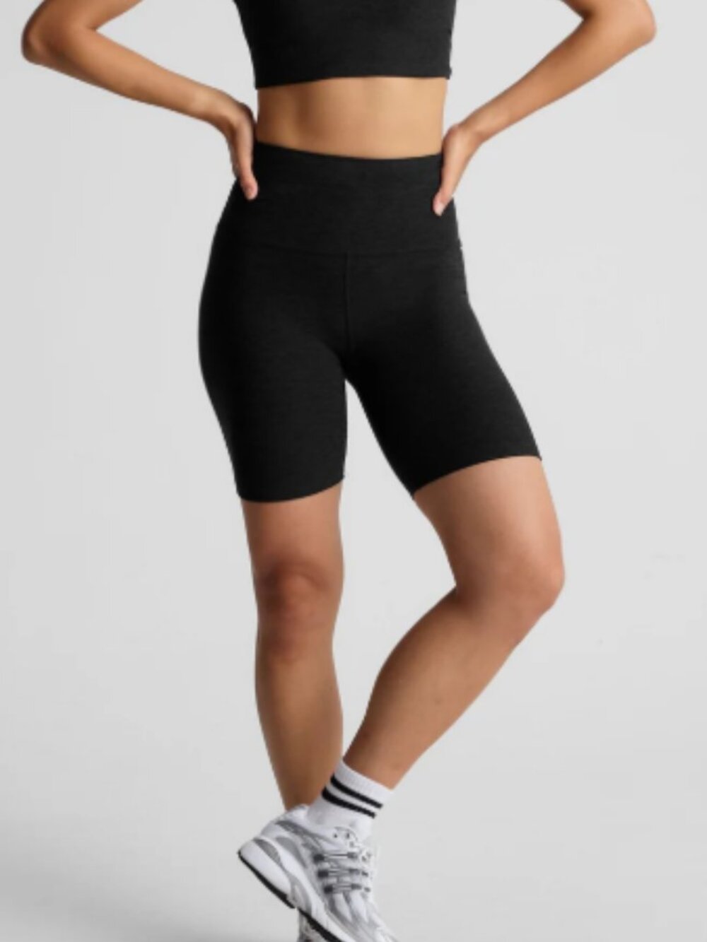Beyond Yoga Black Women's High-Waist Bike Shorts.